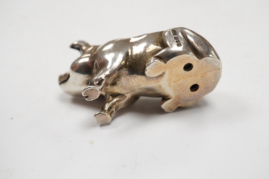 A modern silver pig condiment, Chamberlain Clarke Partnership, London, 1998, 46mm, 54 grams, Condition - fair to good